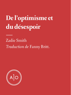 cover image of De l'optimisme et du désespoir